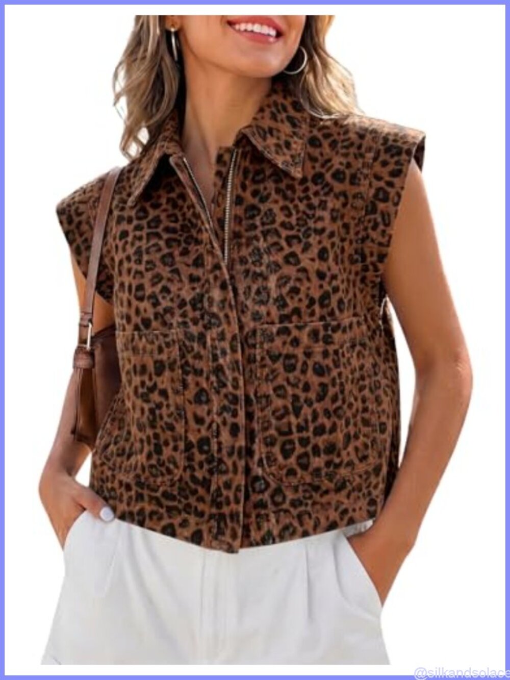 Zip Up Denim Vest Top Cap Sleeve Cropped Jean Vest